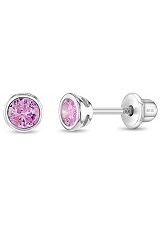 nice sterling silver 4mm pink cz birthstone baby bracelet 